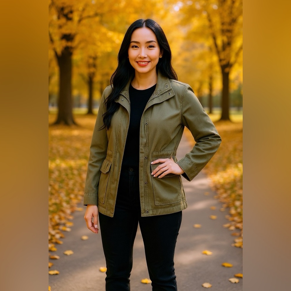 🍁 Stylish MADEWELL Jacket – Khaki Green | Outdoor-Ready!        Size Small